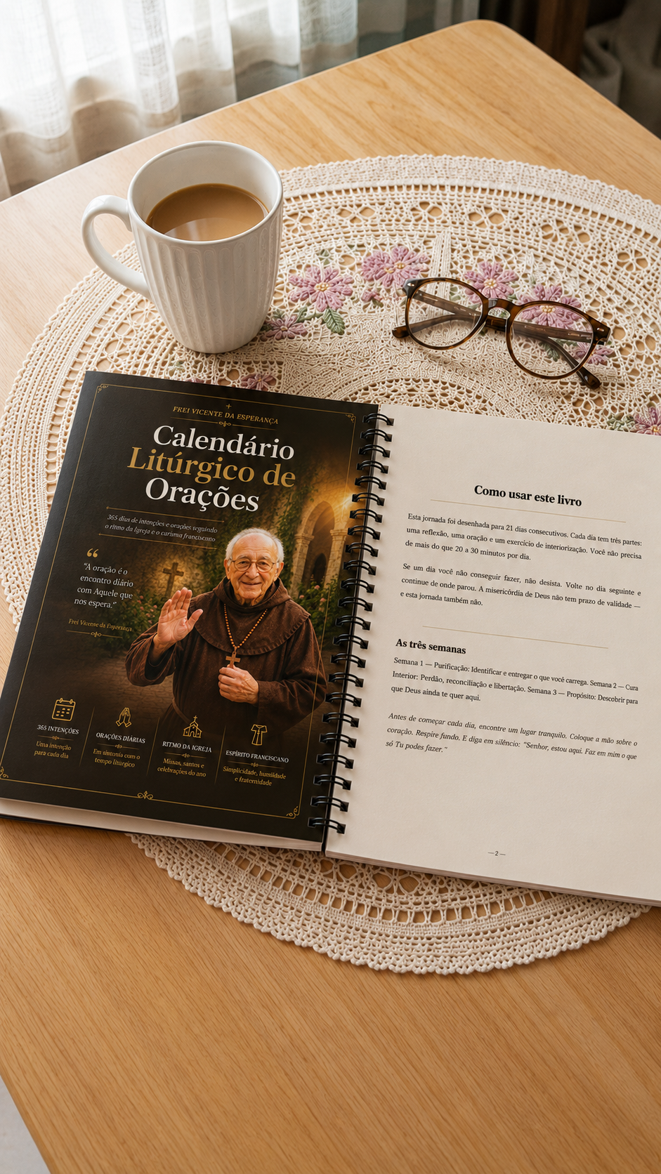 Foto do Calendário Litúrgico de Orações impresso